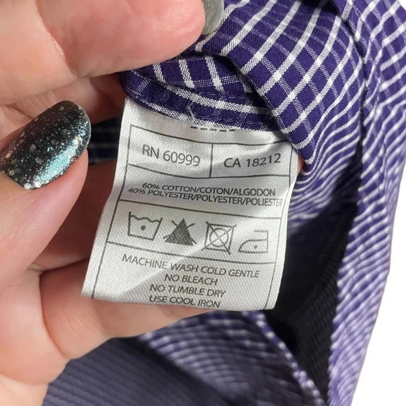 Men's Antigua Purple TCU Horned Frogs Short Sleeve Button-Up Shirt Size Large - Picture 8 of 10